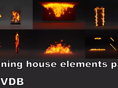 Burning house elements pack vdb 3D model