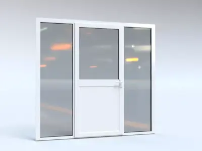 uPVC Composite Door with Window Side Panels Low-poly 3D model