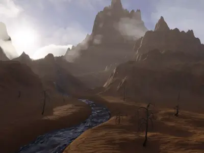 Realistic desert mountain 3D Scene 3D model