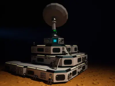 Sci-Fi Planetary Outpost - Modular Constructor low-poly stylized Low-poly 3D model