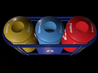 Recycle Bins PBR model Low-poly 3D model