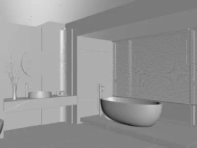 Modern main bathroom WC shower room 3D model