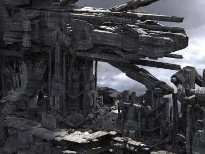 Advanced Ancient Civilization Ship architecture 6 huge designs 3D model