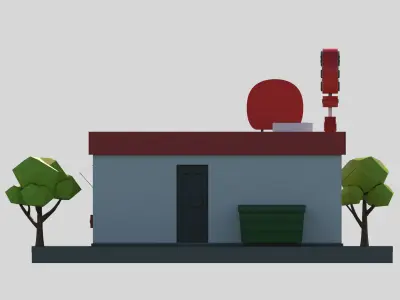 Cartoon Low Poly Fast Food Restaurant Building Low-poly 3D model