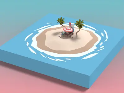 Low Poly Exteriors - Beach Seaside Pack Low-poly 3D model