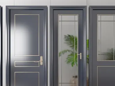 door Sliding double glass combination 3D model
