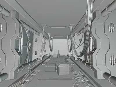 Scifi spaceship corridor 3D model