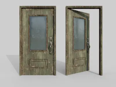Door Low Poly Damaged  Low-poly 3D model