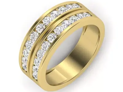 light weight  Yellow gold diamond rings-PR-450-DIA 3D print model