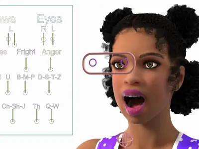 Teenage Light Skin Black Girl Cheerleader Rigged 3D model