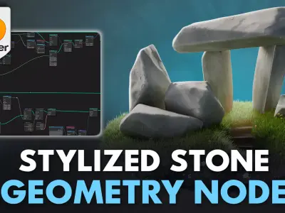 Blender 4 Stylized Stone Geometry Node 3D model