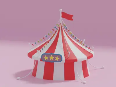 Cartoon Circus Tent 3D model