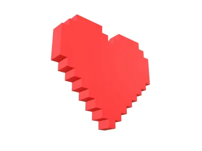 Pixel Heart v4 001 Low-poly 3D model