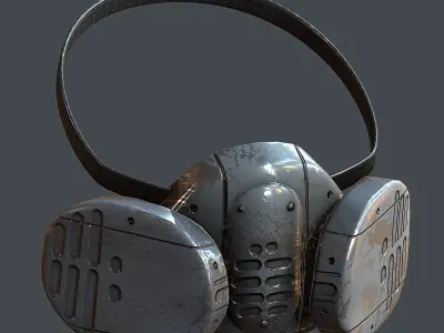 Gas mask helmet 3d model scifi Low-poly  Low-poly 3D model 486