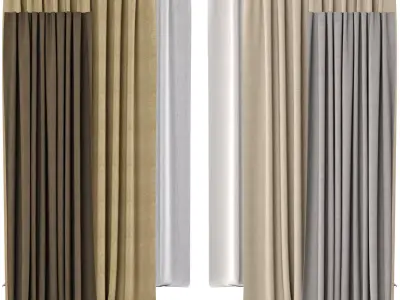 Curtains 130 HR BELGIAN TEXTURED LINEN DRAPERY 3D model