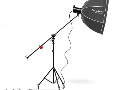 Studio Boom Arm with Softbox 3D Model 3D model