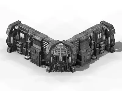 Sci Fi Building-connecting wall 08 3D model