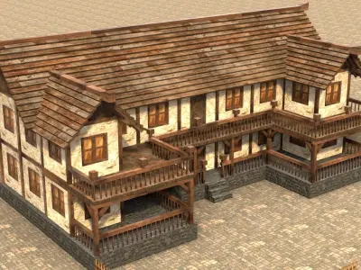 old house medieval low poly 3d Low-poly 3D model