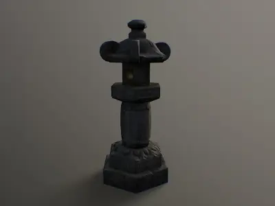 FREE Low Poly Japanese Shrine Lantern PBR Free low-poly 3D model