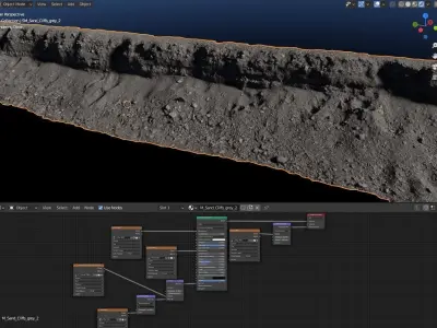 Ultra realistic Sand Cliffs grey Low-poly 3D model