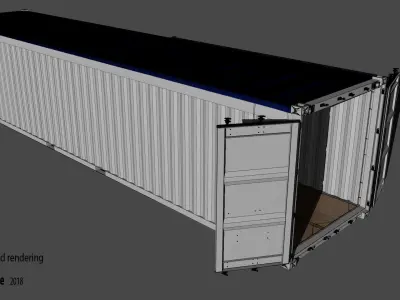 Shipping Container 40ft Open Top rigged 3D model