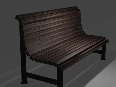 Park bench in 3 colors PBR Low-poly 3D model
