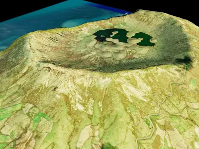 Corvo Island 3d model terrain Low-poly 3D model