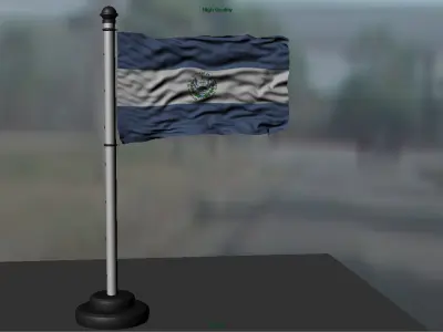 Republic of El Salvador flag 3D model