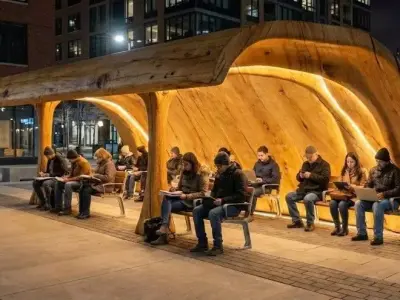 Futuristic Organic Monolithic Bus Stop Concrete Wood Shelter Low-poly 3D model