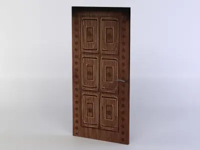 Door wooden Low-poly 3D model get