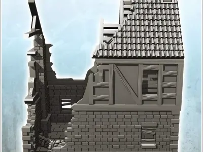 Ruined command post with sandbags and radio 7 - Modern WW2 WW1 W 3D print model