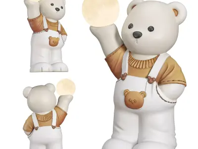 Nursery Bear Moon Light Kid Room Low-poly 3D model