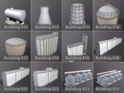 Background Industrial Buildings Pack 401-500 With LODs 3D model