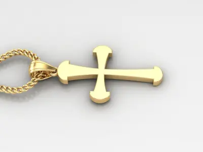 Light Gold 18K Cross Pendant 1CP050 3D print model