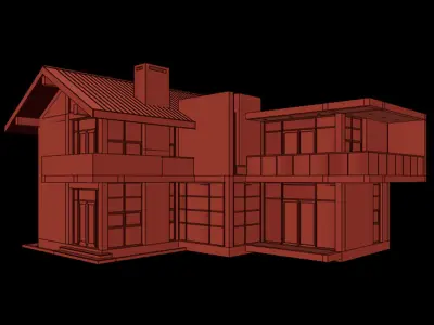 2 Story Modern Style House 3D model