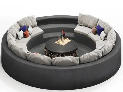 Curved sofa-outdoor 3D model