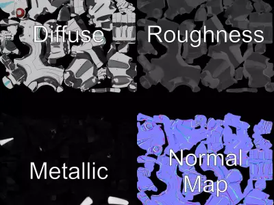 Advanced Futuristic Robot Model Pack with Articulated Limbs Low-poly 3D model