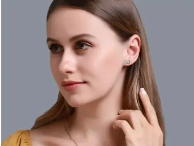 Cushion Solitaire Stud Earrings CAD Model 3DM STL 3D print model