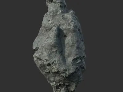 Low poly Damaged Black Rock A 190429 Low-poly 3D model