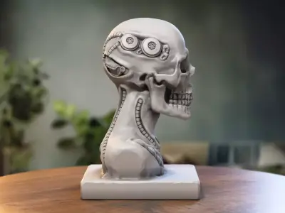Skull robot demon dragon bust Cyborg skull dragon  3D print model