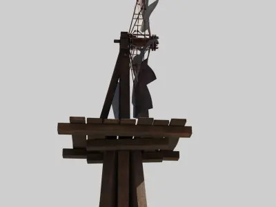 old wooden Windmill 4k pbr textures Low-poly 3D model