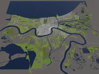 New Orleans 50x50km 3D City Map 3D model