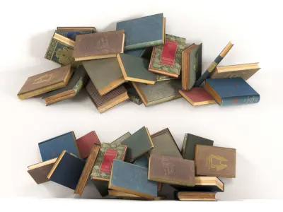 Scattered books on the floor set 4 3D model