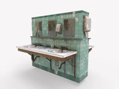 Abandoned  Double Sided Sink 3D model
