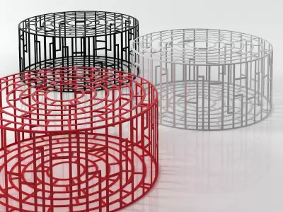 Kub three colorful metal stools 3D model