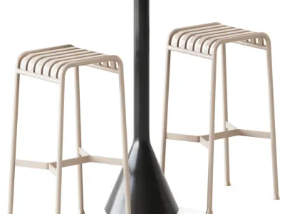 Palissade Cone Table D60 and Palissade Bar Stool by Hay 3D model