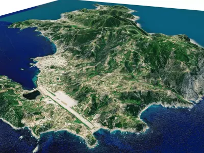 Skiathos island full 3d model terrain Low-poly 3D model