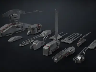 13 SUB-D Scifi Architecture Kitbash Elements Vol I 3D model