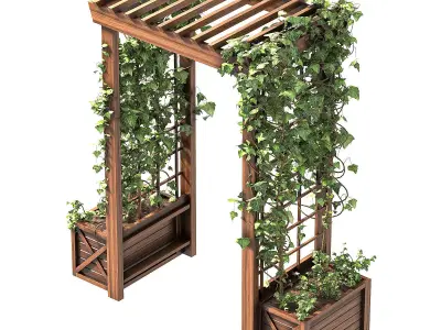 Wooden Garden Arbor 3D model