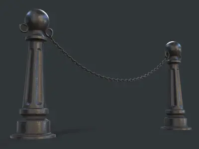 Street Bollard 06 PBR Game Ready Low-poly 3D model
